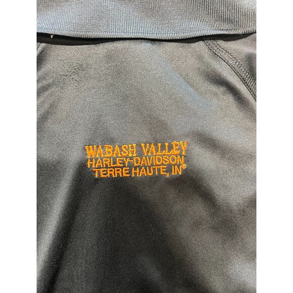 Harley Davidson Polo Shirt Mens L Gray‎ Orange Logo Back Terre Haute Motorcycle - Picture 6 of 6